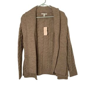 NWT Banana Republic Tan Cardigan Sweater Open Front Relaxed Fit Alpaca Wool